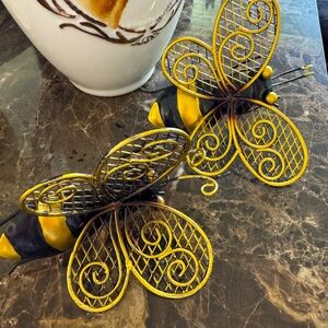 Yellow and Black Metal Bee Decor Set
